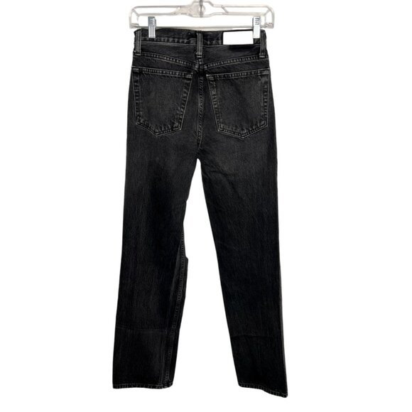 RE/DONE Black Distressed High-Rise Straight Jeans - Size 24 - Picture 5 of 9